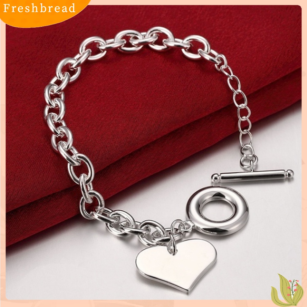 [TERLARIS]Fashion Silver Plated Heart Charm Toggle Bracelet Bangle Women Party Jewelry