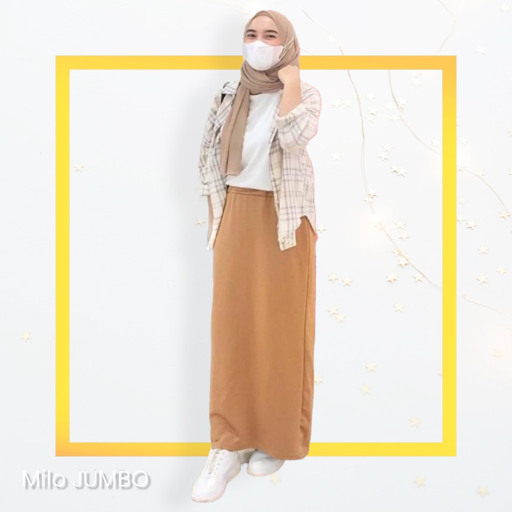 Rok Kantor Span Scuba Panjang JUMBO / Rok Kerja / Rok Pencil Scuba / Rok Span Maxi Skirt-Milo