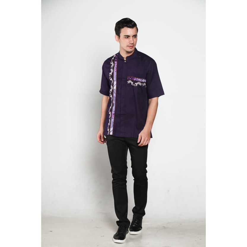 MY BAJU KOKO BATIK PRIA BUSANA MUSLIM PRIA TN39 UNGU TUA - UNGU, S