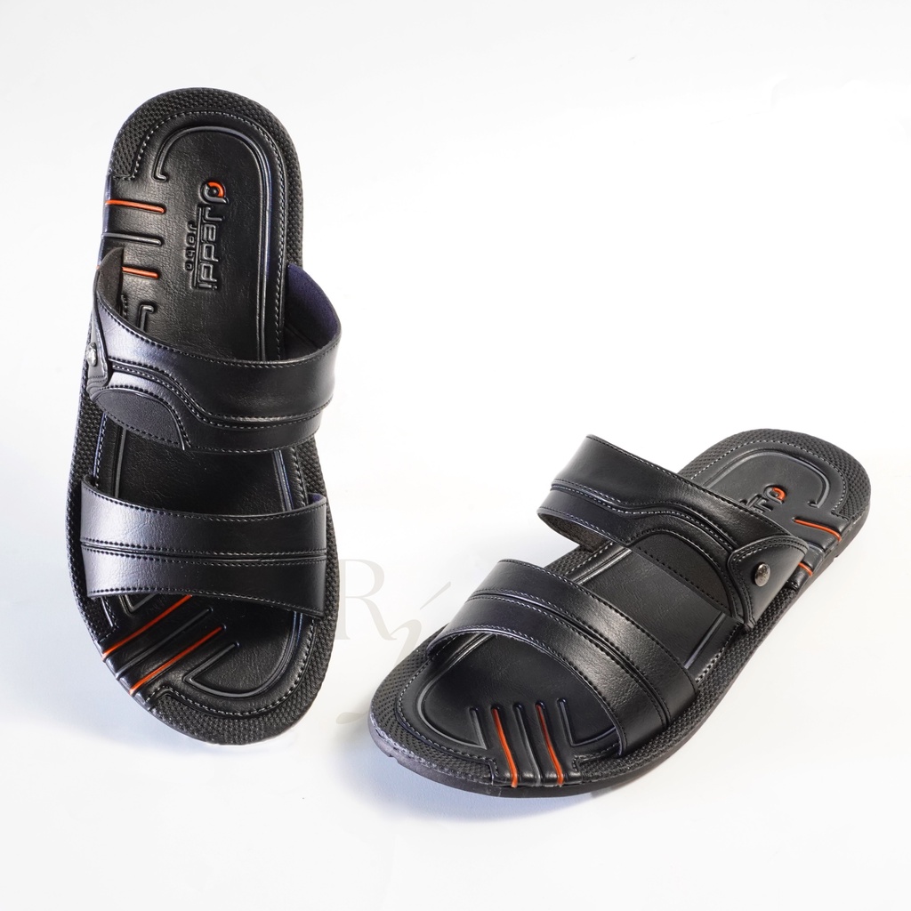 JEDDI [MAX 201] Sandal Selop Pria Kasual Kulit Sendal Selop Slide Pria Sendal Santai Hangout Cowok Sandal Kulit Original