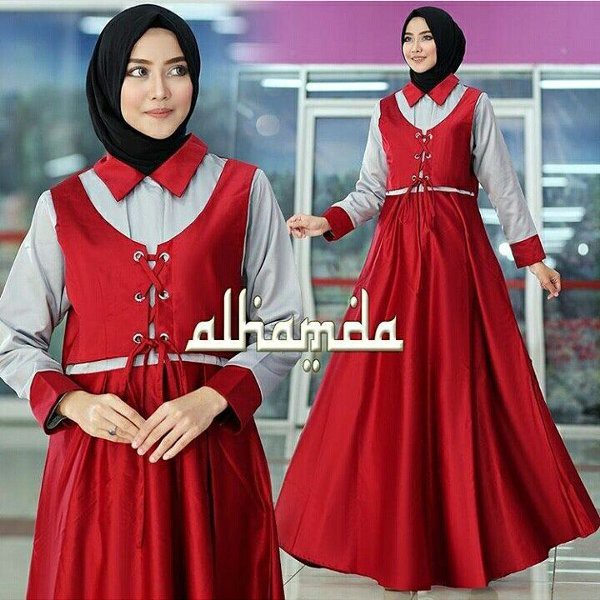 Baju Original Meidina Maxi Dress Muslim Modern Panjang Hijab Fashion Perempuan Casual Gamis Pakaian