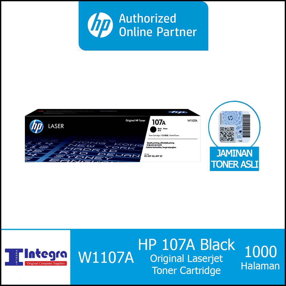 Toner HP 107A Black Original LaserJet Cartridge - W1107A - Printer HP 107A 107W 135A 135W 137FNW