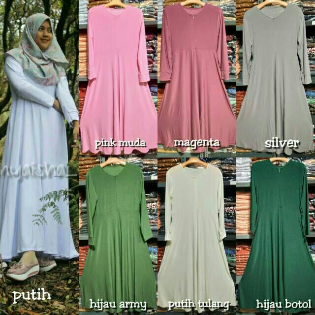 Gamis Jersey Polos Hitam Putih