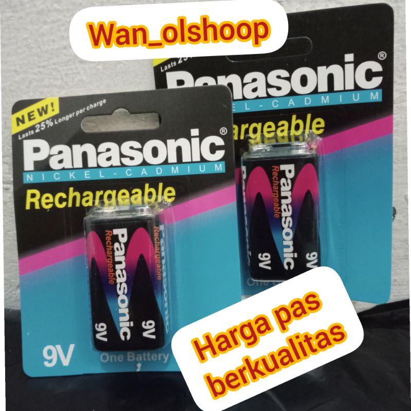 Panasonic Batere Kotak Rechargeable 9v 220 mAh Nickel Cadmium 9 volt baterai cas isi ulang