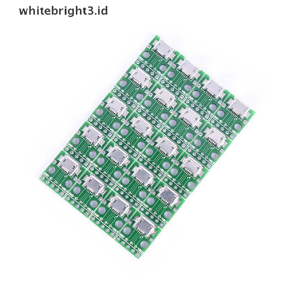 (whitebright3.id) 20pcs Papan Modul adapter Konektor micro usb Ke DIP 2.54mm female 5-pin