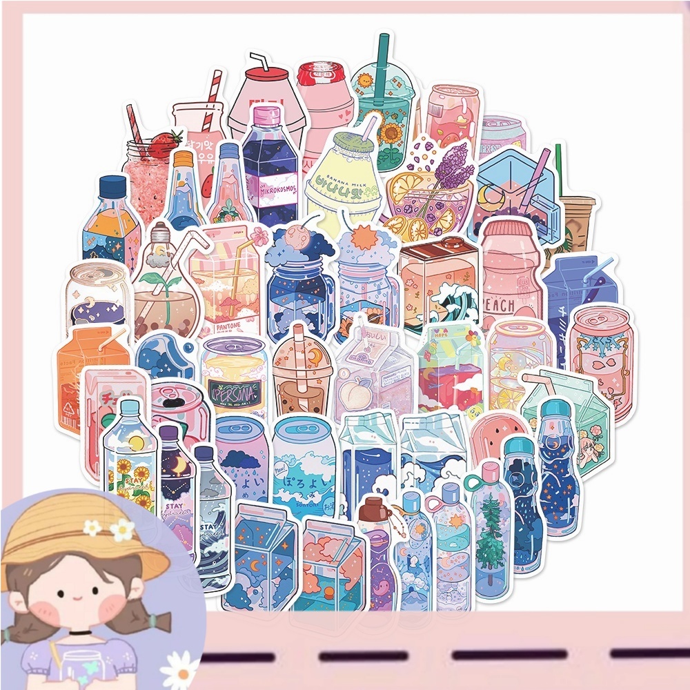 

PROMO50pcs / Set Stiker Dekorasi Bentuk Minuman Unik Anti Air