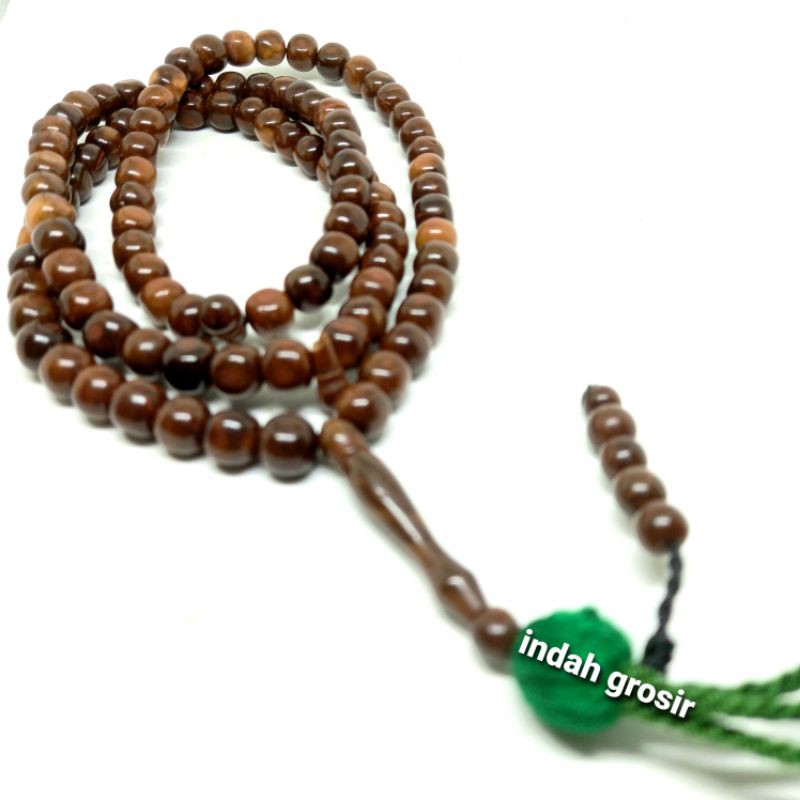 TASBIH KAYU KAUKAH BULAT BANDUL HIJAU 8MM 100BUTIR ORIGINAL