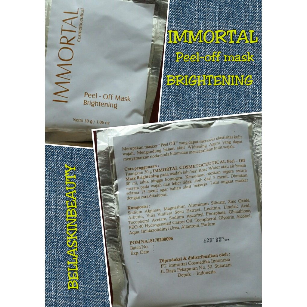 IMMORTAL PEEL OFF MASK BRIGHTENING | MASKER PEEL OFF PENCERAH BPOM