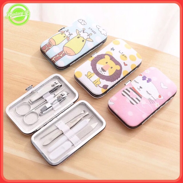 Fantacy.id Manicure Pedicure Set isi 7 Pcs Set Gunting Kuku Lengkap Motif Lucu Pinset, Korek Kuping