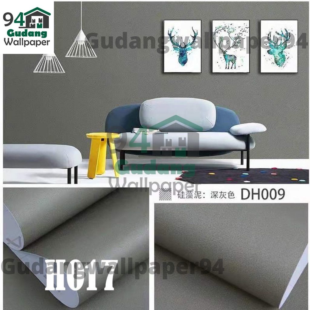 Gudang Wallpaper Dinding Motif Polos / Anti Air / Walpaper Stiker H017 Bahan PVC Premium Anti Air