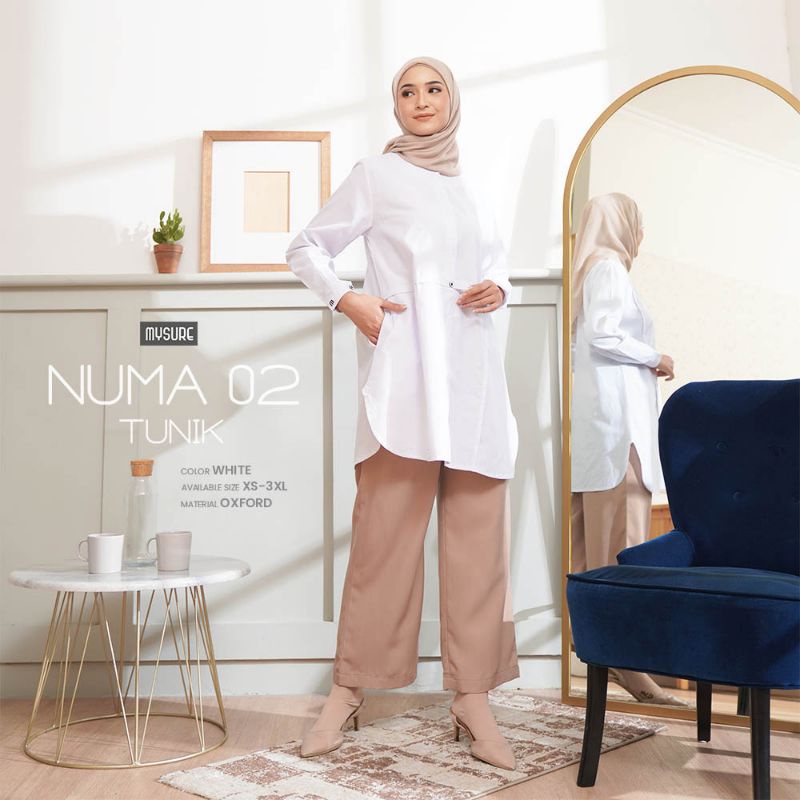 Numa 02 Tunik by Mysure Tunik Kekinian Tunik Terbaru Atasan Warna Putih Tunik Putih Terbaru Bahan Pr
