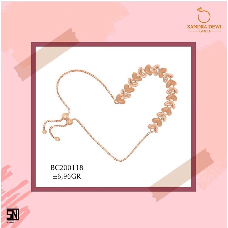 Sandra Dewi Gold Gelang Serut Love Series-BC200118