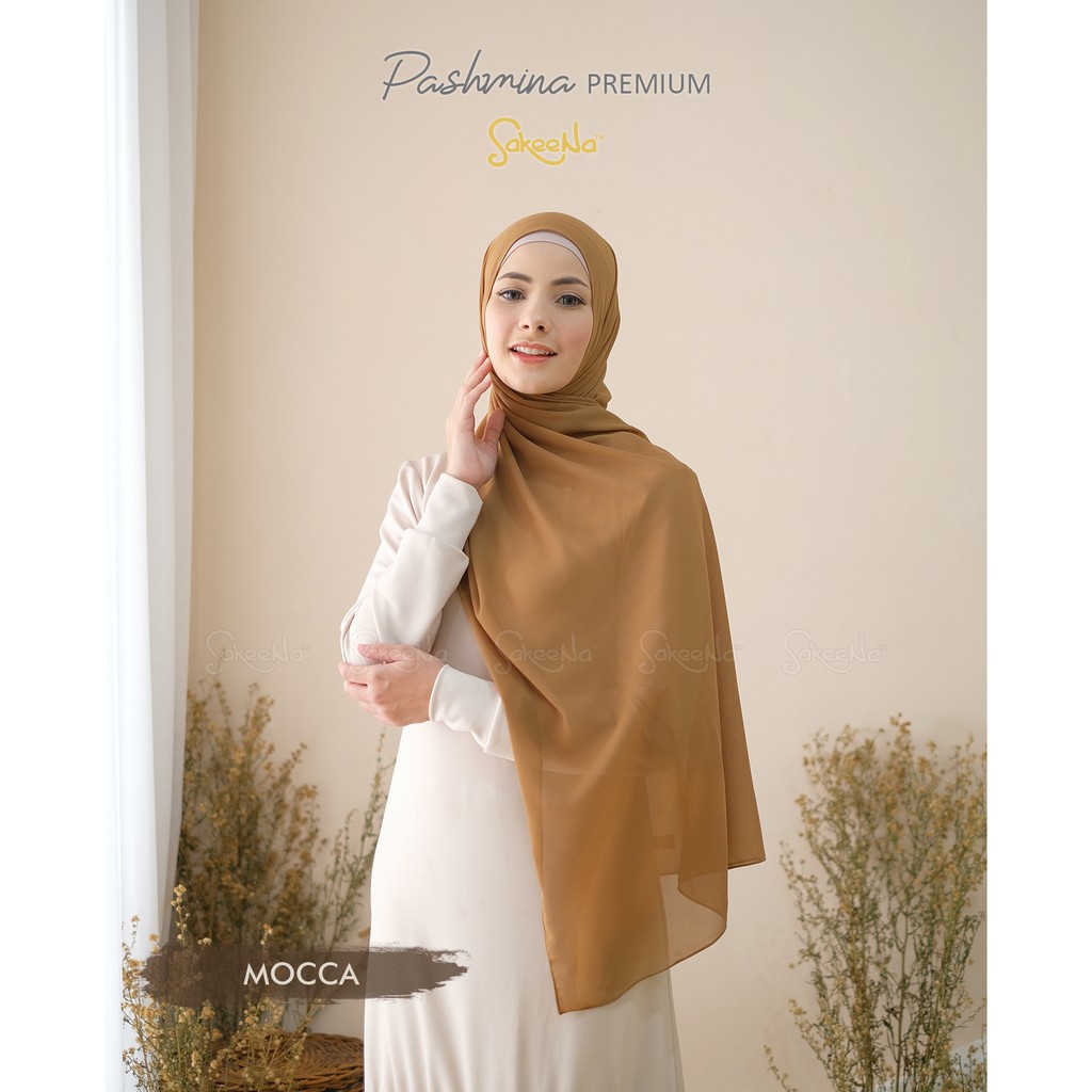Pashmina Premium Original SakeeNa Ceruty Baby Doll-Mocca