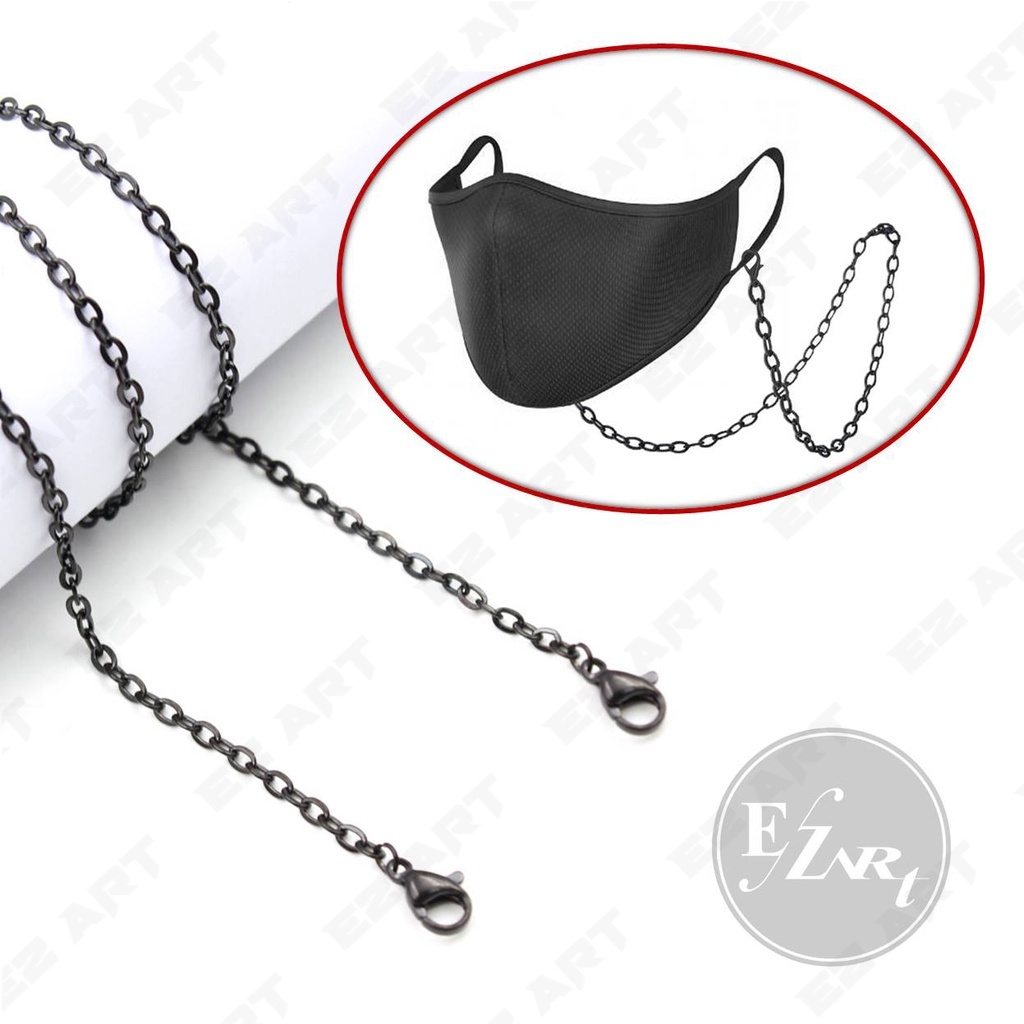 KALUNG MASKER RANTAI HITAM POLOS SIMPLE ELEGAN STAINLESS STEEL PRIA WANITA