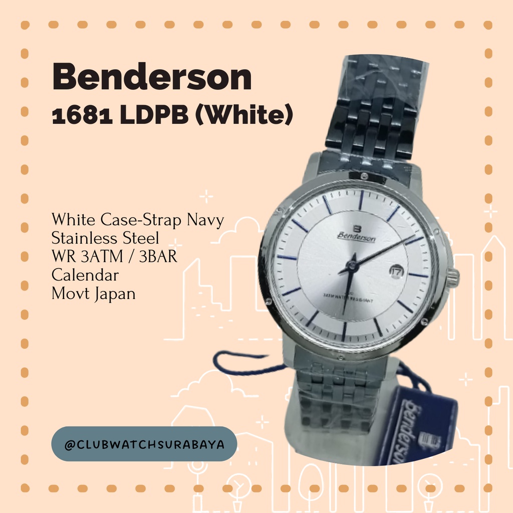 Jam Tangan Wanita Benderson / Benderson Jam Tangan Wanita Analog Type AW 1681 LDPB (Putih)