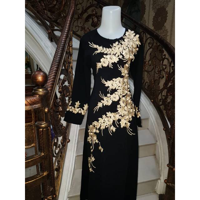 Gamis Mewah Abaya Bahan Jet Black