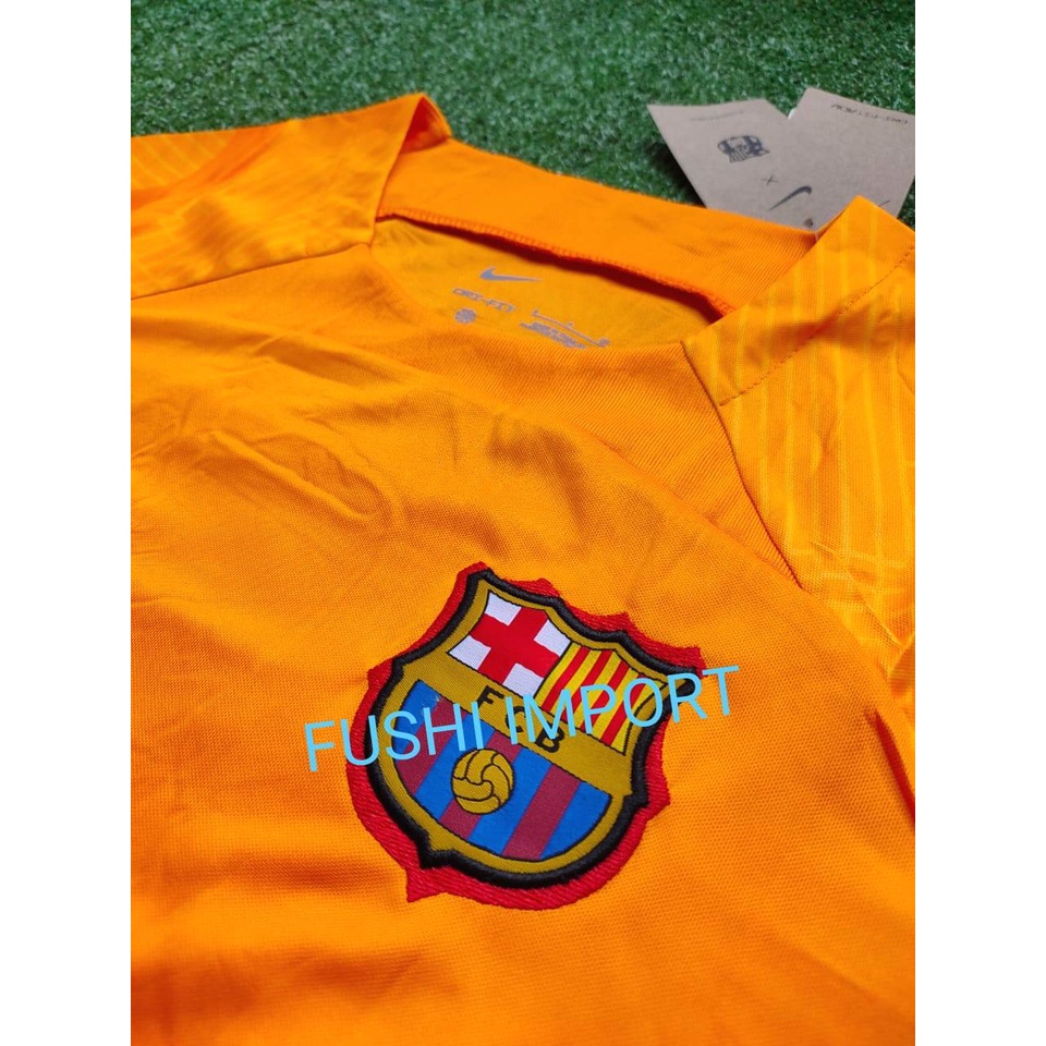 Jersey Baju Bola Barca Training Kuning 2022 2023 Grade Ori