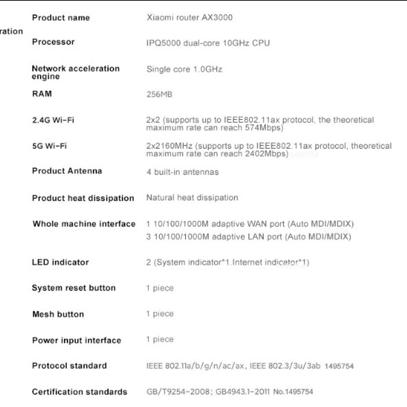 Router AX3000 WiFi 6 Gigabit 2.4G 5GHz 5-Core Dual-Band