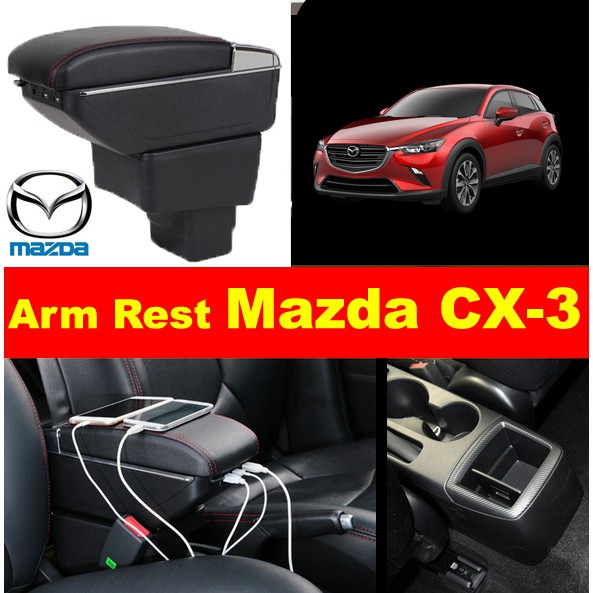 Armrest Box Kotak Alas Lengan MAZDA CX3 / CX-3 dual stack 7 Port USB Charger