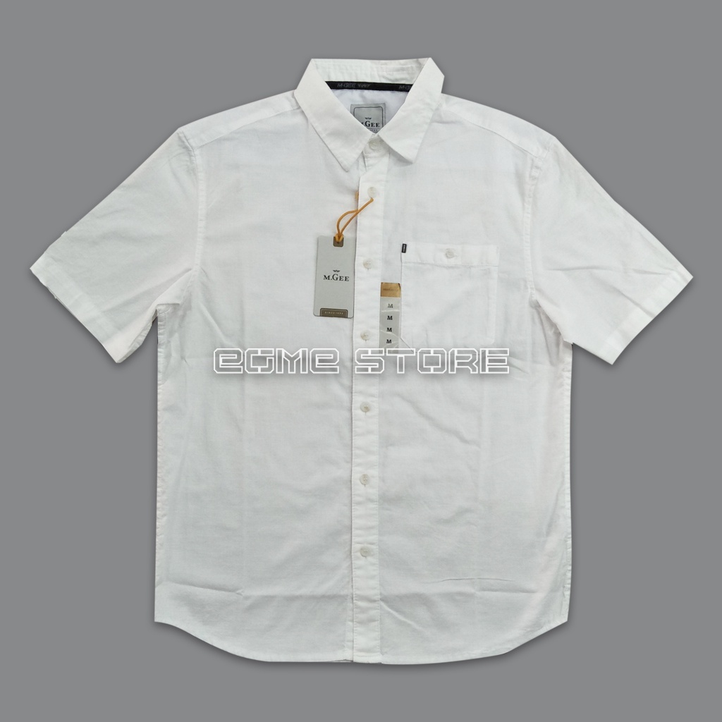 Kemeja MGEE  Lengan Pendek Pria Putih Polos Alto C102 White