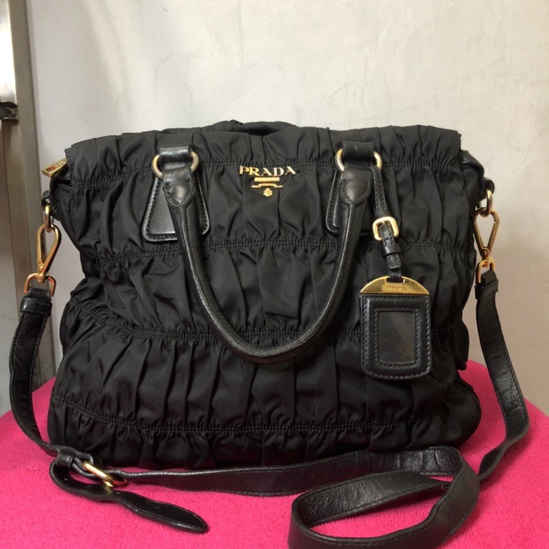 Prada Nylon Mix Leather Tote Bag second