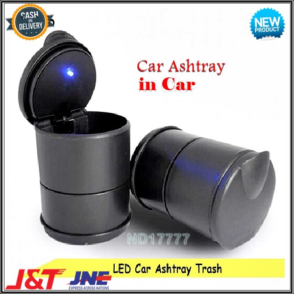 Asbak Rokok Mobil Warna Hitam Polos Portable Tempat Sampah Puntung Car Ashtray Coin Storage Serbaguna