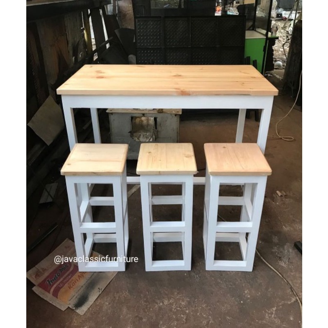 KURSI BAR,MEJA CAFE,KITCHEN SET,BANGKU RETRO,MEJA MAKAN MINIMALIS BAHAN KAYU MAHONI