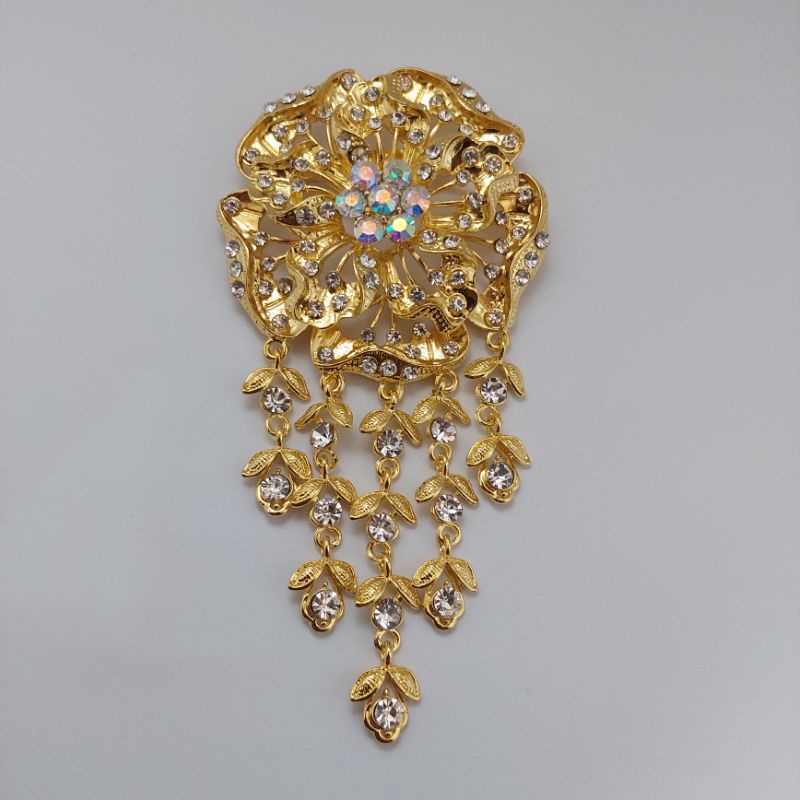 Bros kutubaru Bros kebaya mata Bros pesta Bros asesories wanita-Motif 2 kuning