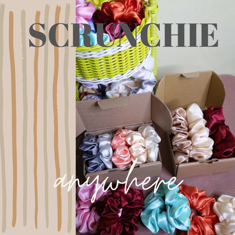 

[SCRUNCHIES] SCRUNCHIE SATIN PREMIUM + BOX+GIFT TERMURAH