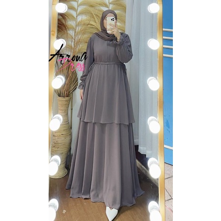 GAMIS ARRONA DRESS BAHAN CERUTY BABY DOLL PREMIUM FULL FURING BUSUY FRENDLY