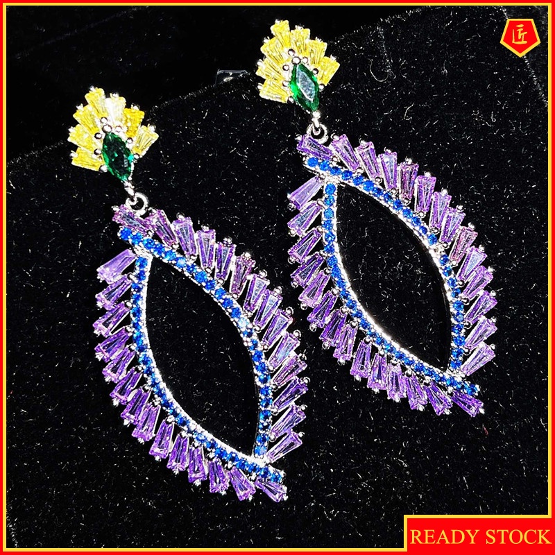 [Ready Stock]Colorful Petals Long Earrings Fairy Elegant