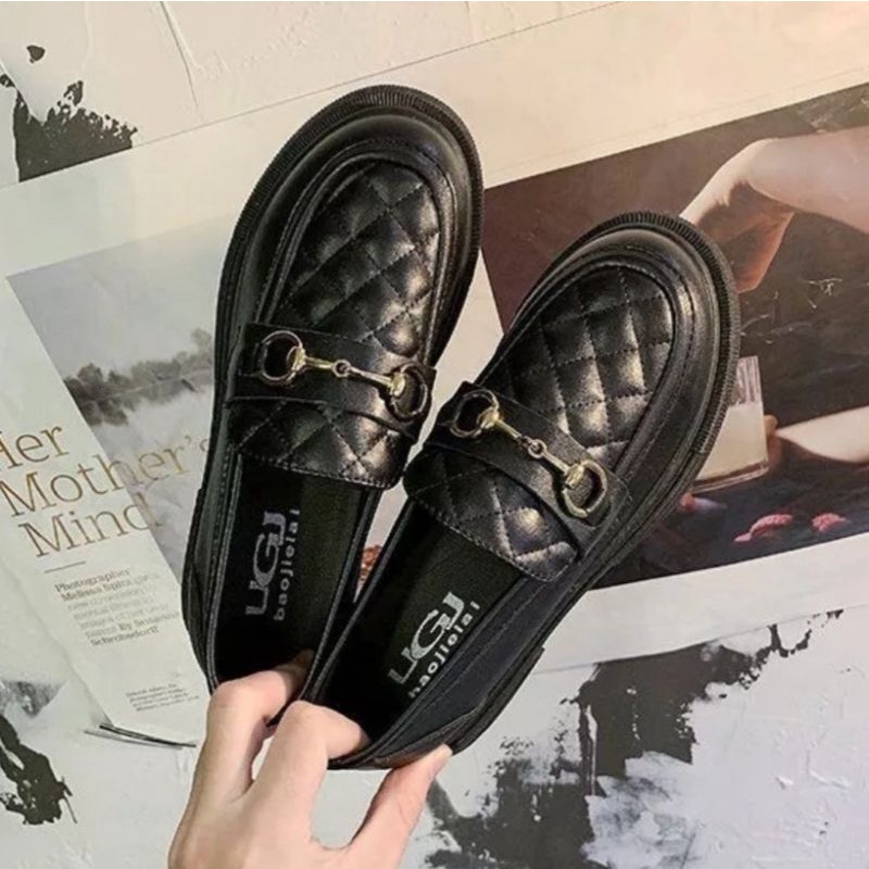 Sepatu Oxfords Kulit Hitam Wanita Sepatu Kasual Musim Semi 2021 Sepatu Flat Wanita Klasik Modis Sepatu Oxford Platform Antik Wanita