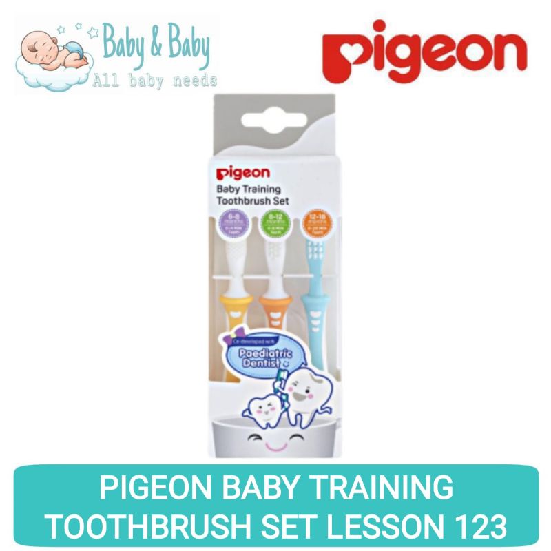 PIGEON Baby Training Toothbrush Set Lesson 123 Sikat Gigi Bayi