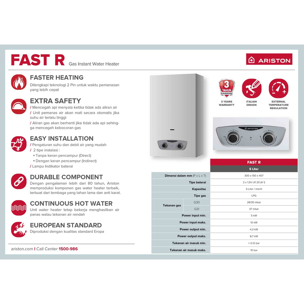 PROMO WATER HEATER ARISTON FAST R FAST-R PEMANAS AIR