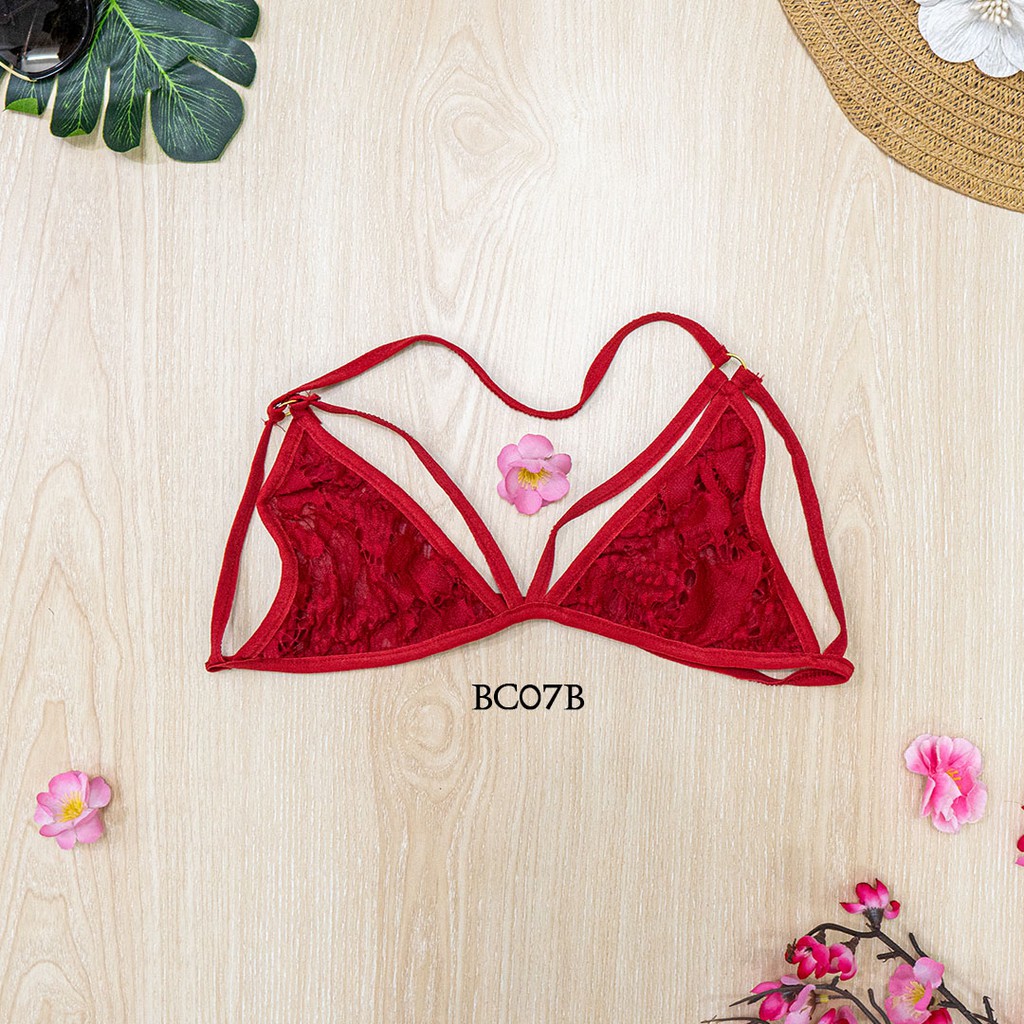 [STOCK TERBATAS] UNDERWEAR WANITA BRA BH CD G STRING SEXY BROKAT MERAH BC07B