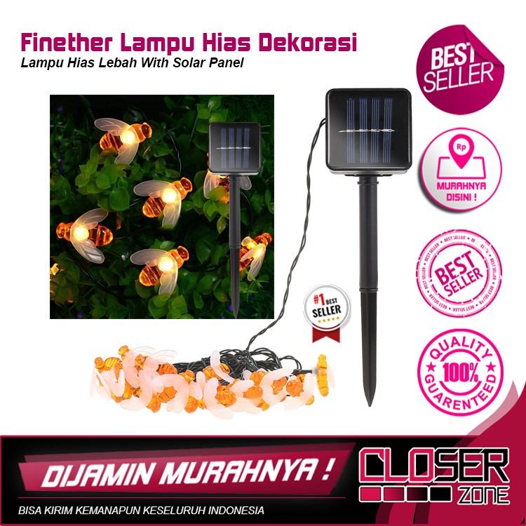 Finether Lampu Taman LED Solar Power Bentuk Lebah