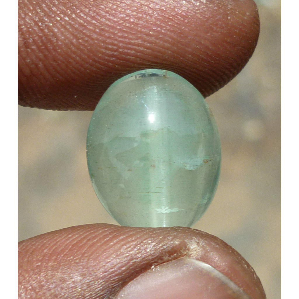 Natural Aquamarine Cat's Eye Lite Green Cabochon 9.98Ct AQ007