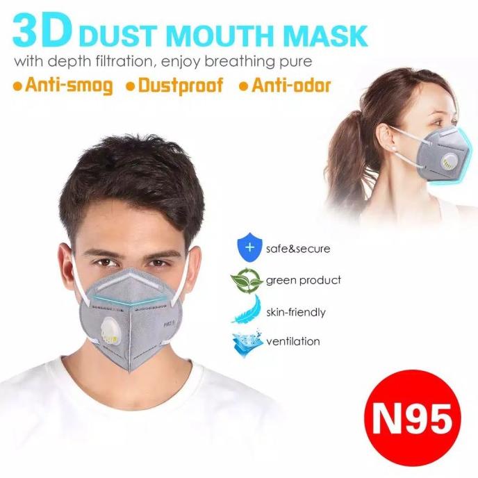 READY Masker kn95 respirator / ventilator / valve /katup 5ply warna Abu-abu