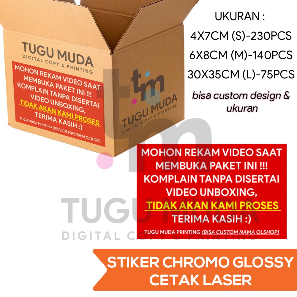 

Stiker | Sticker Chromo PERINGATAN UNBOXING PAKET OLSHOP/TOKO ONLINE-REKAM VIDEO SAAT BUKA PAKET