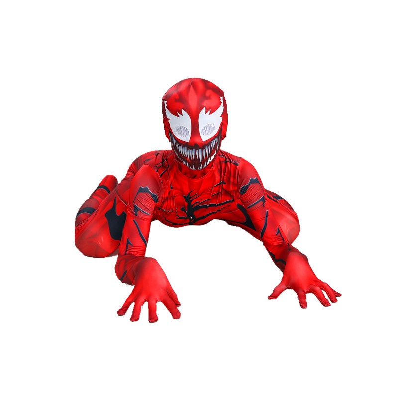 Cosplay VENOM Kostum Anak Christmas And Halloween Party Kostume Racun Spiderman Jumpsuit + Topeng