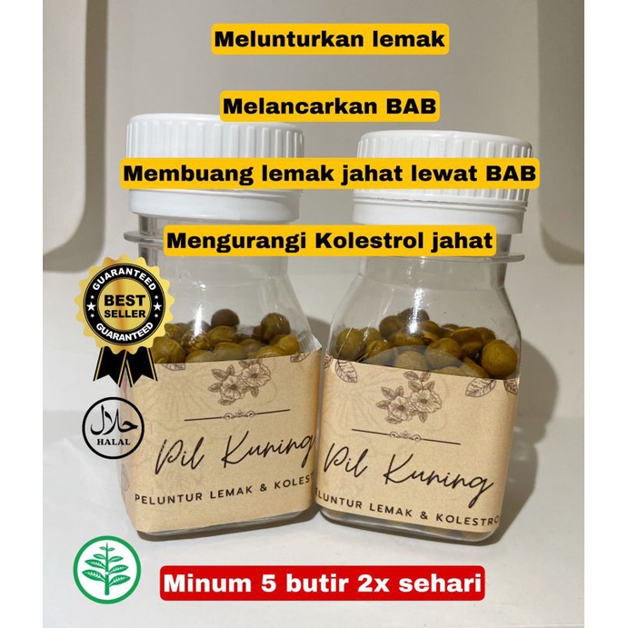 Jamu pil kuning membuang lemak &amp; Kolestrol isi 200 bj