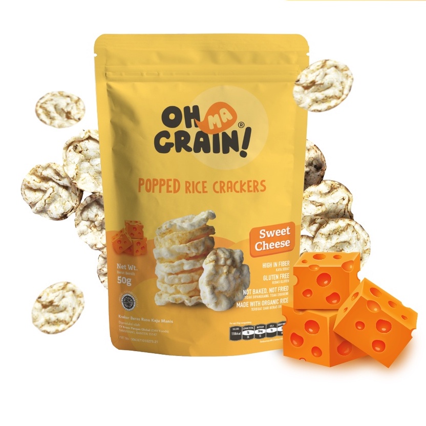 Oh Ma Grain, Organic Brown Rice Cakes Sweet Cheese 50 gr