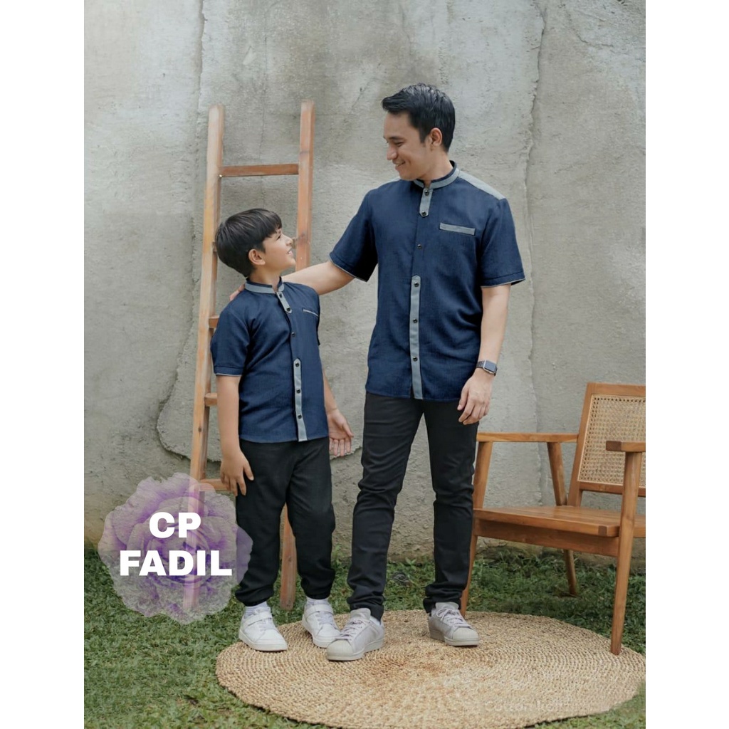 Koko Bapak Anak Fadil - Baju Koko Pendek - Baju Koko Lebaran - Idul Fitri