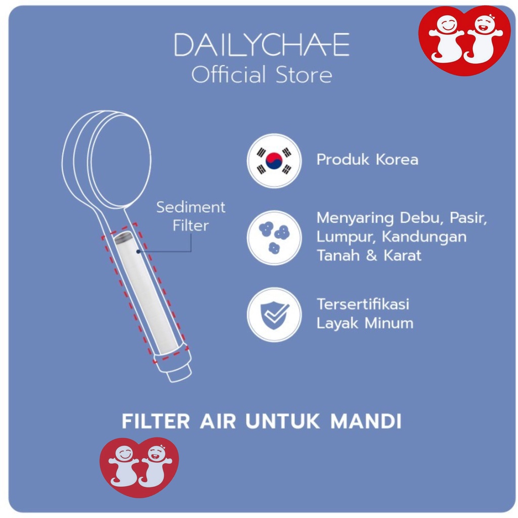 Daily Cha-E Sediment Filter - Penyaring Air untuk Shower Kamar Mandi