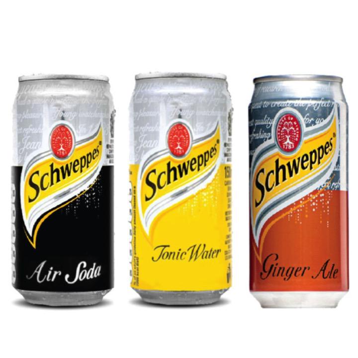 Jual Schweppes Soda Water Sleek Can 330 ml + Ginger Ale Sleek Can 330