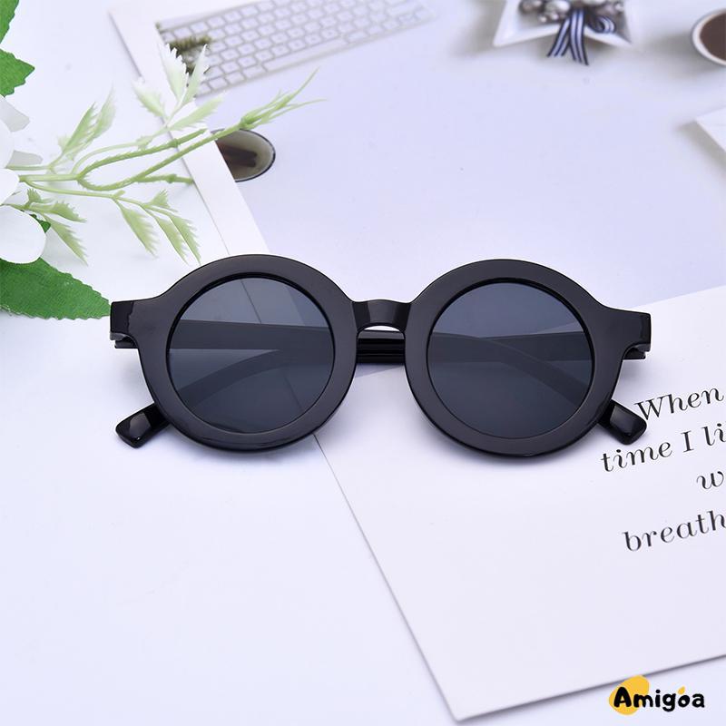 Kacamata Hitam Anak Matte Bingkai Bulat Trendi Retro Cute Clear Vision - AG2