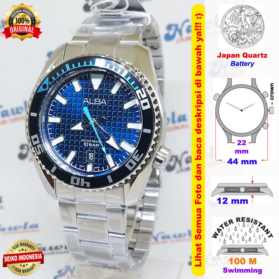 Alba Quartz AS9P39X1 Blue Dial - Jam Tangan Pria AS9P39