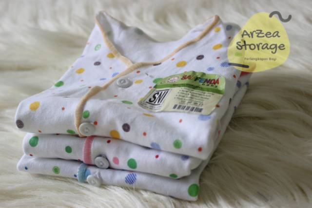 6 pcs baju bayi tangan pendek motip polkadot