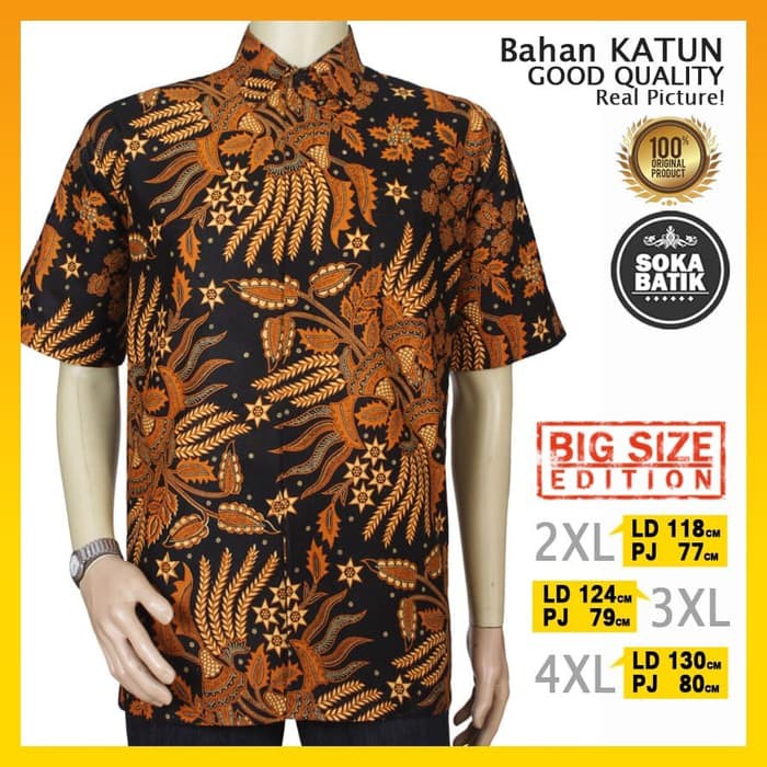 Baju Batik Pria Ukuran JUMBO Big Size Besar XXL XXXL XXXXL