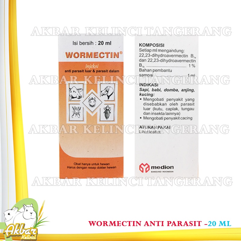 Obat Scabies kelinci Wormectin 20 ml Obat Kutu Kucing Caplax Anjing